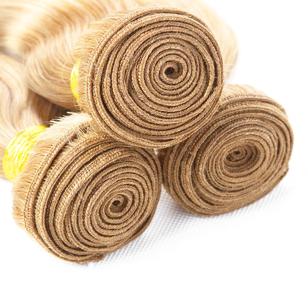 P27/613 Human Hair Bundles Honey Blonde Straight Bundles Brazilian Grade 8A Virgin Human Hair 3 Bundles 10 12 14 Inch P27/613 Straight Bundles Blonde Bundles 300g