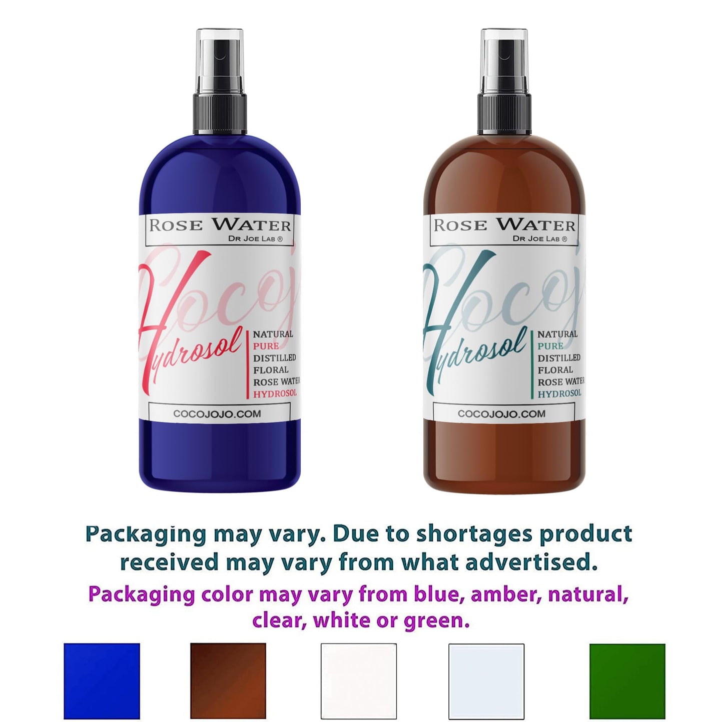 Rose Water Hydrosol - 8 oz & Sprayer - 100% Natural Pure Steam Distilled Bulgarian Rosewater Facial Floral Hydrating Toner Mist - Face Skin Hair Locs Dreads Body Bath Spray Spritz - Packaging May Vary