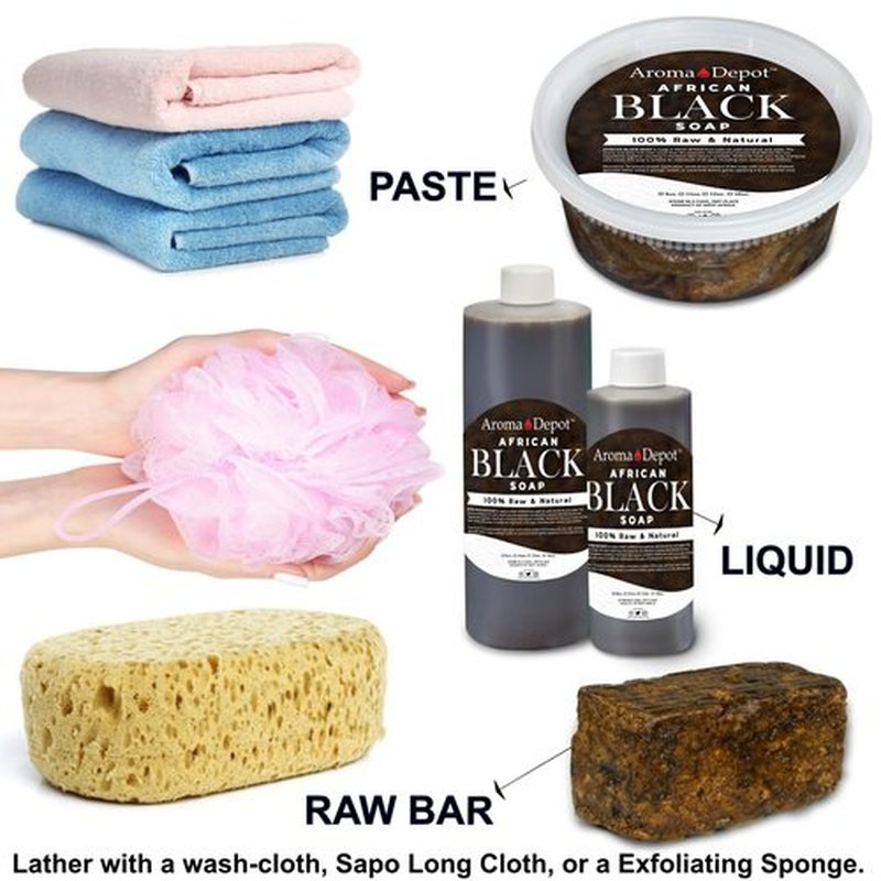 Raw African Liquid Black Soap 32 oz. 100% Natural soap for Acne, Eczema, Psoriasis, and Dry Skin Scar Removal Face And Body Wash. Handmade imported from Ghana