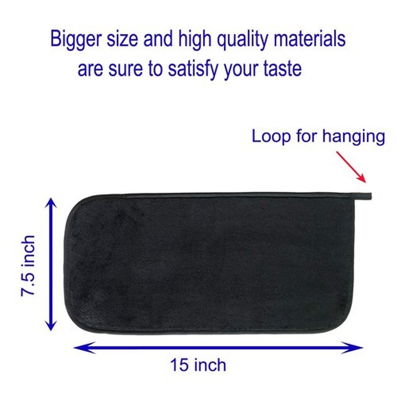 WYLIMG Makeup Remover Cloth (5 pack) Reusable Microfiber Makeup Remover Face Towel Removing All Makeup With Just Water Soft for All Skin Types 7.5 inch X 15 inch Black