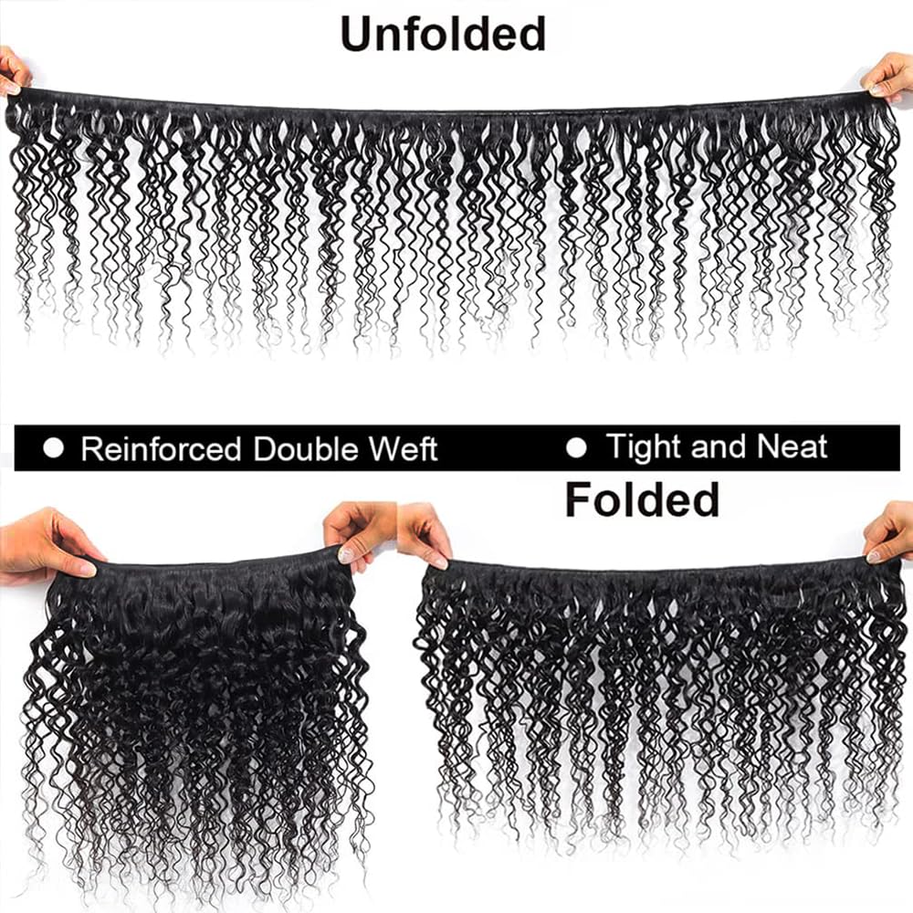 Gemmrnny Curly Bundles Human Hair 10 12 14 Inch Soft and Thick 3 Bundles Water Wave Human Hair Bundles 12A Brazilian Deep Wave Bundles 100% Unprocessed Wet and Wavy Bundles Human Hair