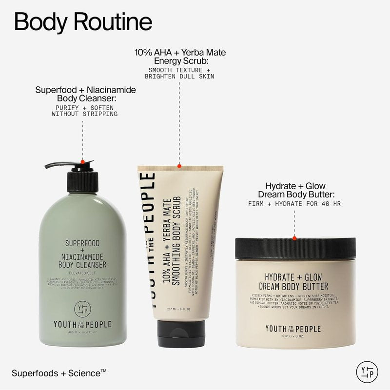 Superberry Hydrate + Glow Dream Body Butter - Brightens Skin Tone with 3% Niacinamide, Jojoba Oil & Vegan Ingredients | 8 oz Scented Lotion