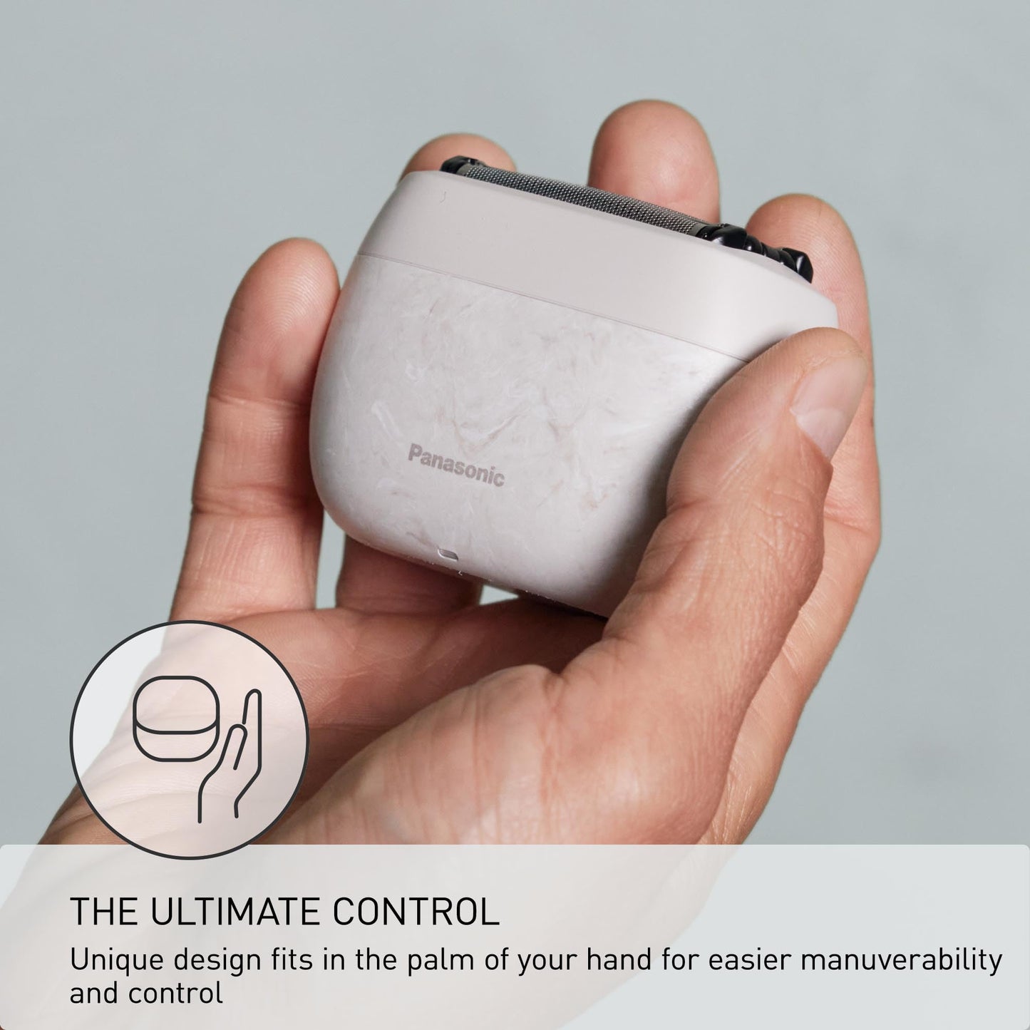 Panasonic ARC5 Palm-Sized Electric Razor, Handheld Luxury Compact Travel Shaver with Upcycled Body, 5-Blade Cutting System, and USB-C Charging, Wet/Dry - ES-PV6A-W