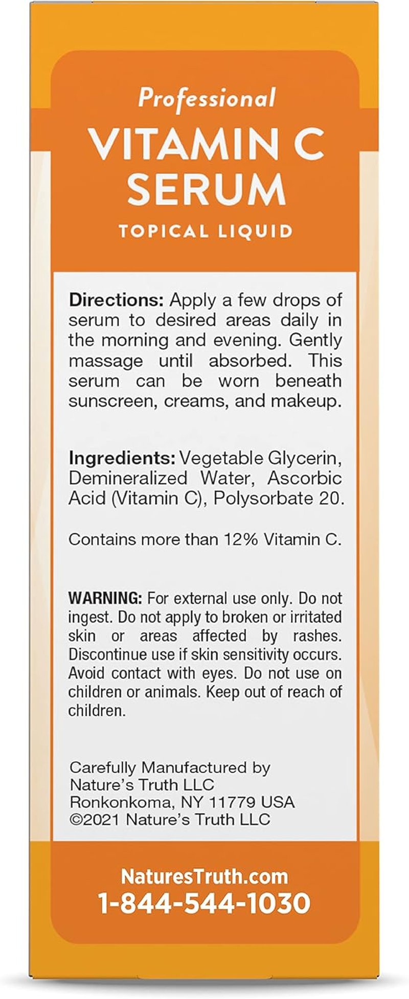 Vitamin C Serum 2 oz - Nourishing Oil for Face & Skin | Unscented Formula
