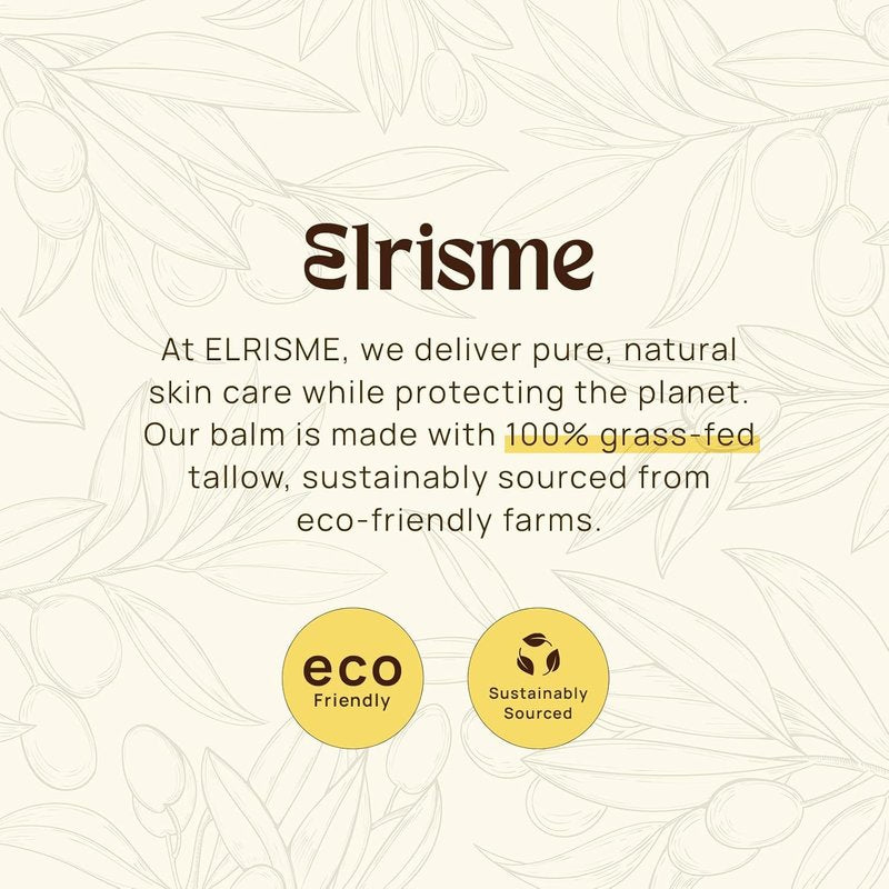 Elrisme Grass-Fed Beef Tallow for Skin: Organic Whipped Tallow and Honey Balm - Face Moisturizer & Body Cream - 2.3 Oz