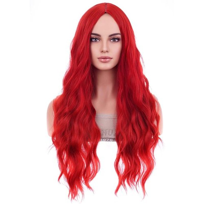 BERON Red Wig Long Curly Wig Bright Red Wig Long Wavy Wig Red Wigs for Women Synthetic Wig for Daily Party