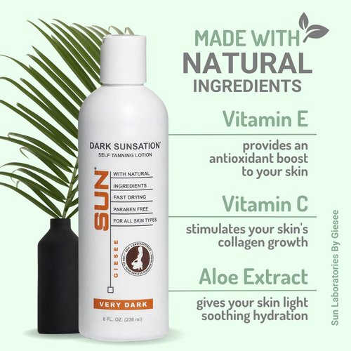 Sun Laboratories By Giesee Self Tanning Lotion, Tan Extender and Body Scrub - Very Dark Sunless Tanner for Natural Face & Body Self Tan - Gradual Self Tanning Lotion for Instant Sunless Glow
