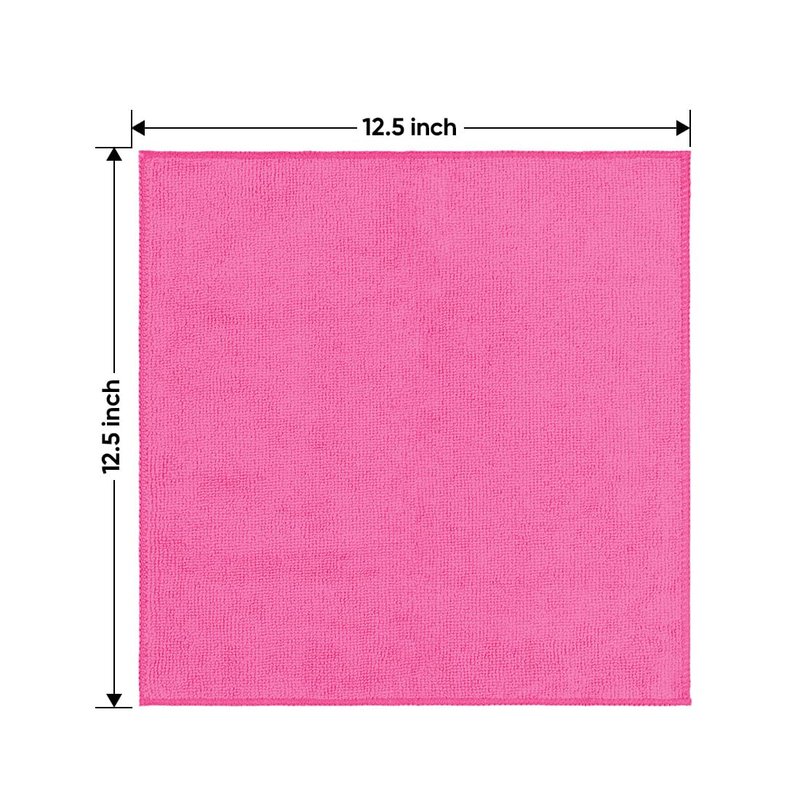 HOMEXCEL Pink Microfiber Cleaning Cloth 12 Pack, 12.5 x 12.5 inch Microfiber Towels for Cars, Ultra Absorbent Car Washing Cloth, Lint Free Streak Free Cleaning Rags for Car, Kitchen, and Window