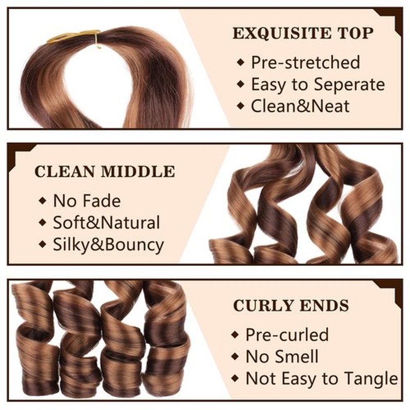 COOKOO 22 Inch French Curls Braiding Hair for Crochet Box Braids with Curly Ends 9 Packs Loose Curly Braids Extention Spanish Curly Crochet Hair Wavy Crochet Braids Hair Extensions 30M33#