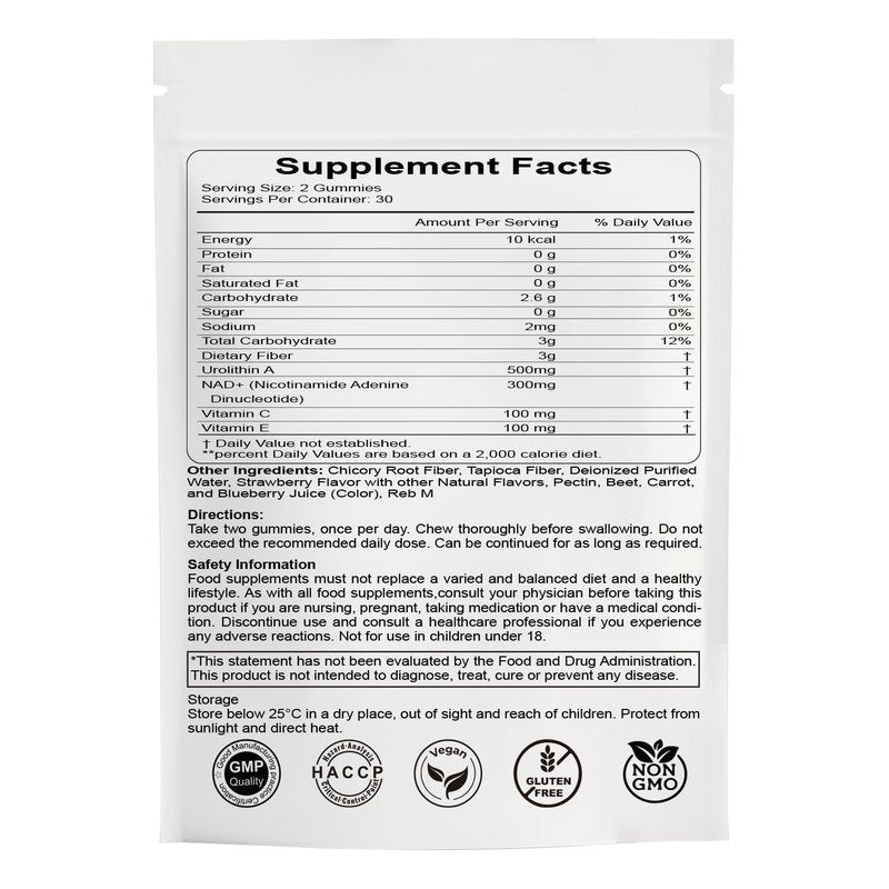 Hywebvctok Urolithin A Supplement Gummies,500mg Urolithin A+ Supplement,Mitochondrial Support Supplement for Cellular Support,Muscle Strength & Longevity,Renewal, Sugar Free,60 CT