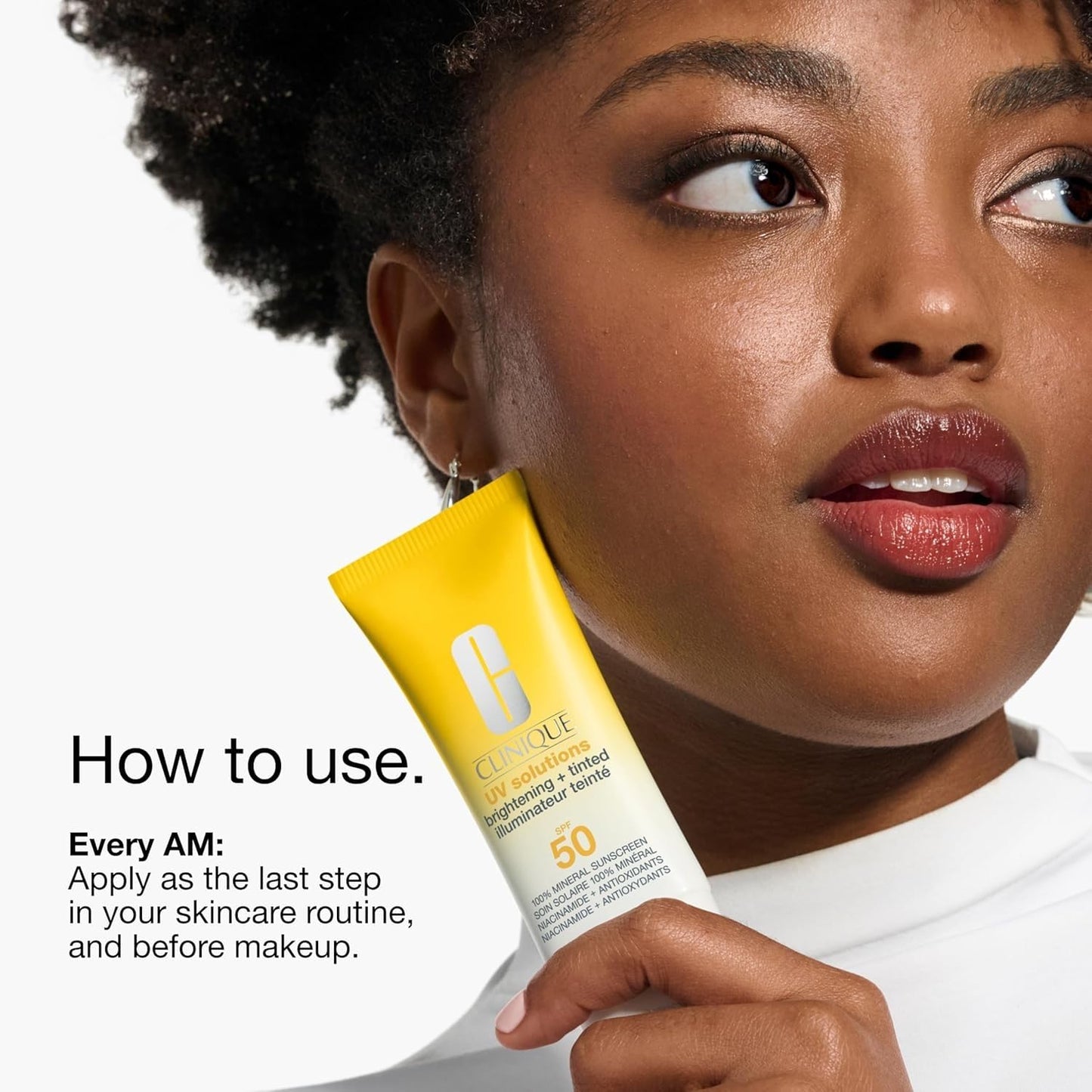 Clinique UV Solutions Brightening + Tinted Sunscreen for Face SPF 50 | Mineral Sunscreen with Niacinamide and Zinc Oxide, Medium Deep, 1.3 Fl Oz