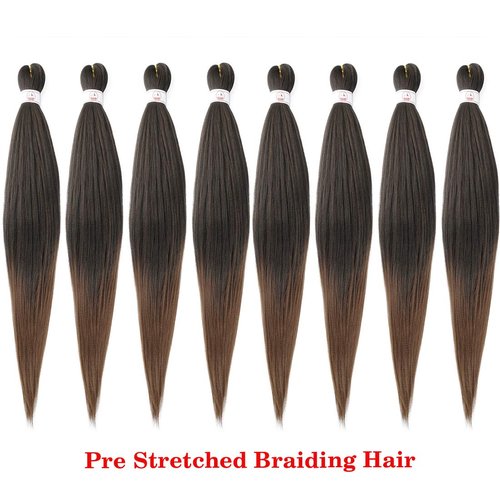 Pre-stretched Braids Hair 26 Inch 8 Packs Professional Itch Free Hot Water Setting Synthetic Fiber Ombre Yaki Texture Braid Hair Extensions 1B-30