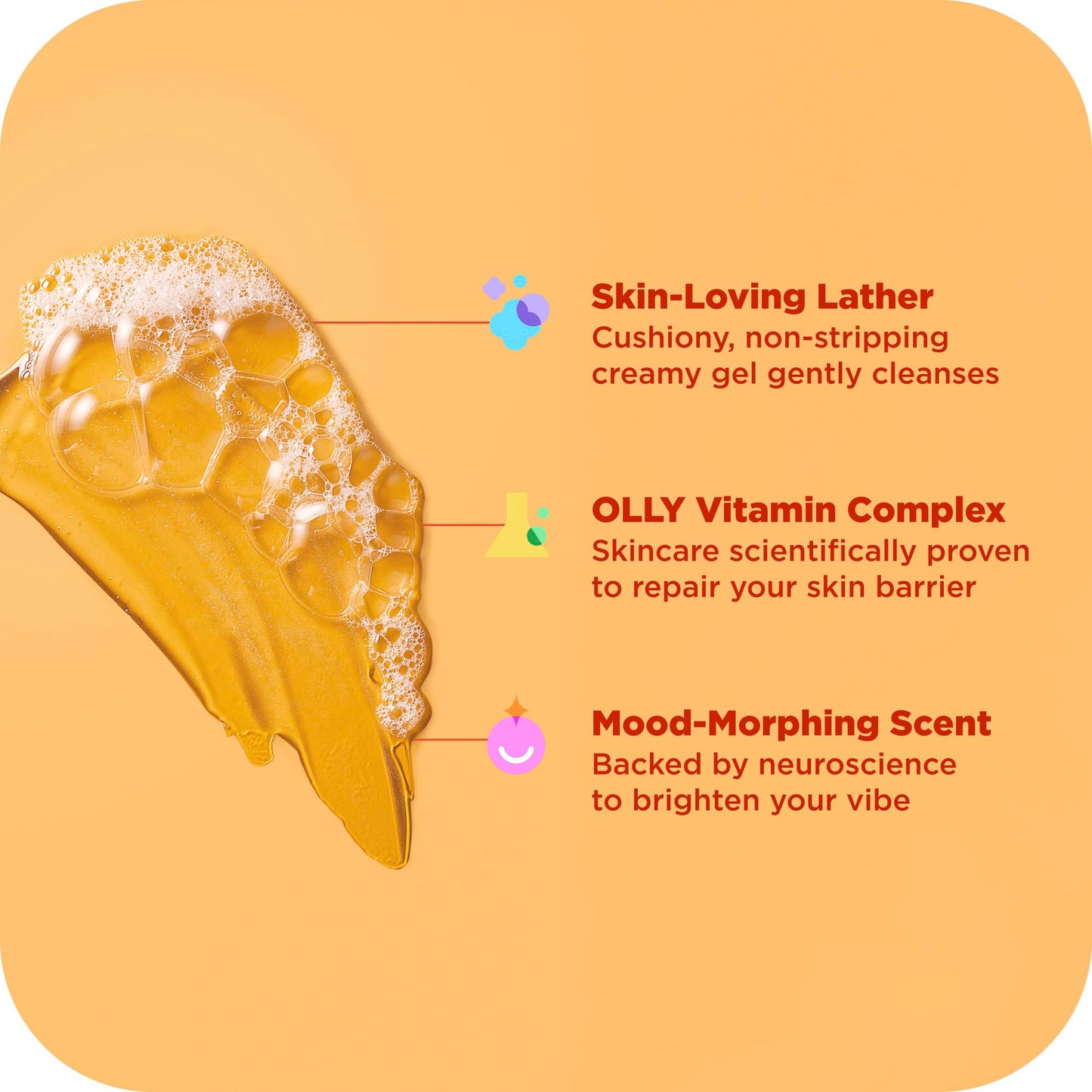 OLLY Bright Body Wash with Ginseng, Caffeine & Vitamin C– Nourishing Cleanser for Skin Barrier Repair, Deep Hydration, Juicy Citrus Currant Scent, 17 oz