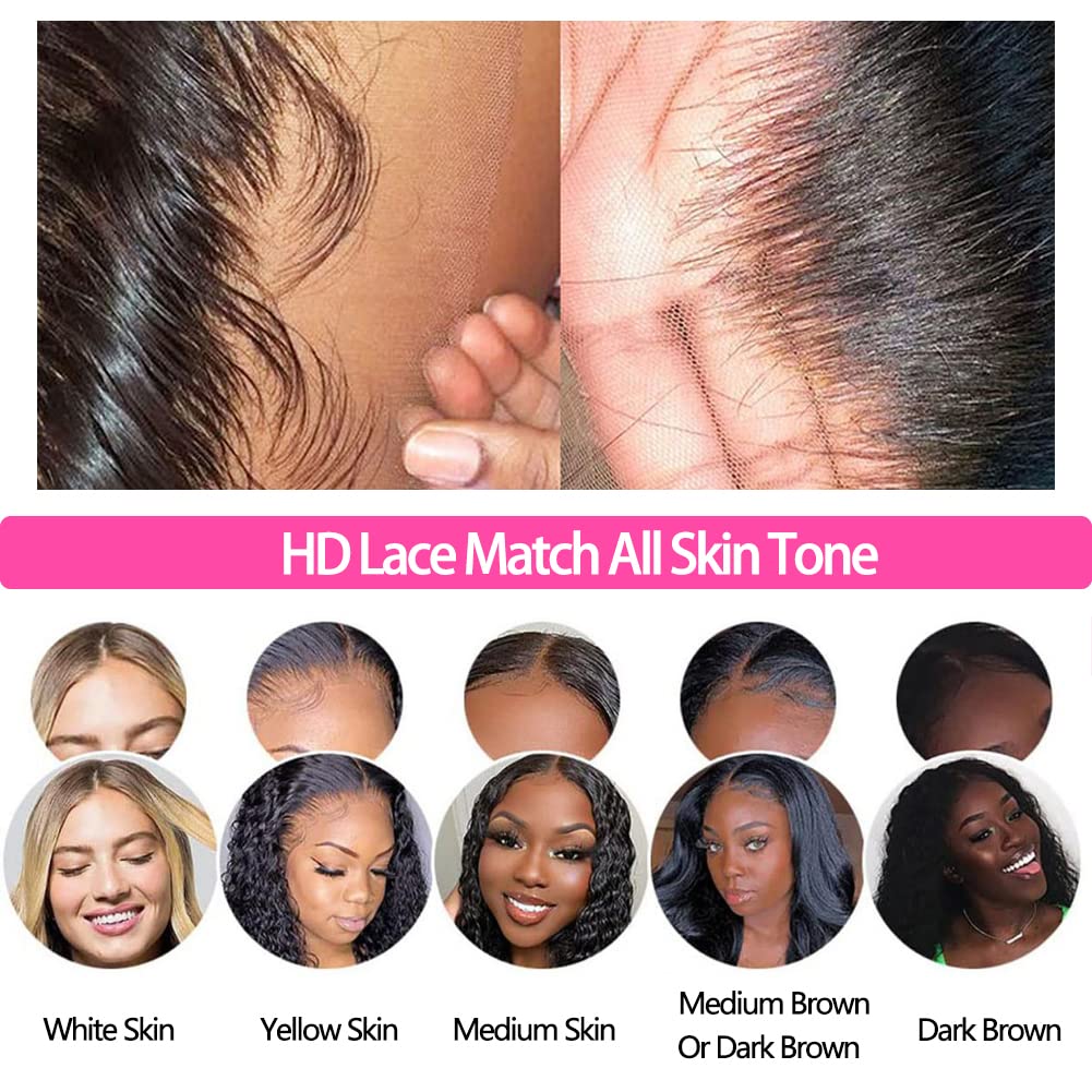 13x4 HD Lace Frontal Closure 10 Inch Straight Lace Frontal Human Hair Swiss HD Transparent Lace Frontal Only 100% Unprocessed Brazilian Virgin Hair Ear to Ear Lace Frontal Closure Pre Plucked 1B Black