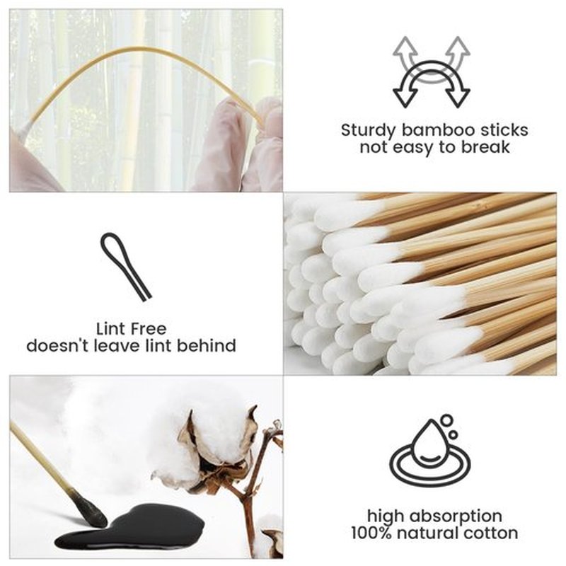 1000 PCS Long Cotton Swabs with Wooden Sticks, Lint- Free Long Cotton Swab, Highly Absorbent Cleaning Swabs, Cotton Tipped Applicators for Eye Ears, Makeup, Gun Applicators, Oil, Pet Care