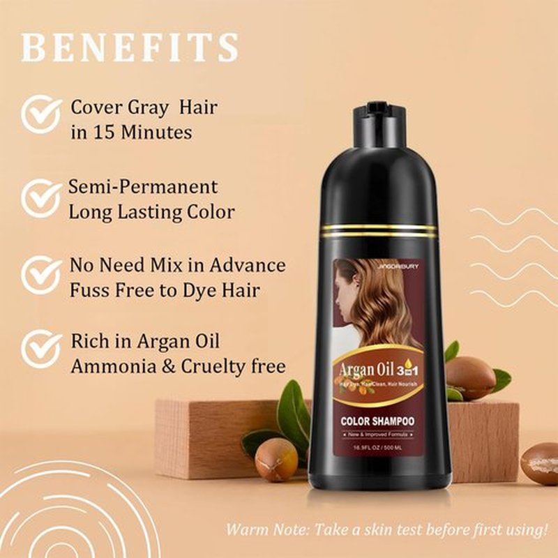 NCEPROHR Black Hair Dye Shampoo 3 in 1 for Gray Hair Coverage, Argan Oil Shampoo Para Pintar el Cabello, Black Shampoo Hair Dye for Women Men, Instant Hair Color Shampoo, Champu Para Canas 500ML