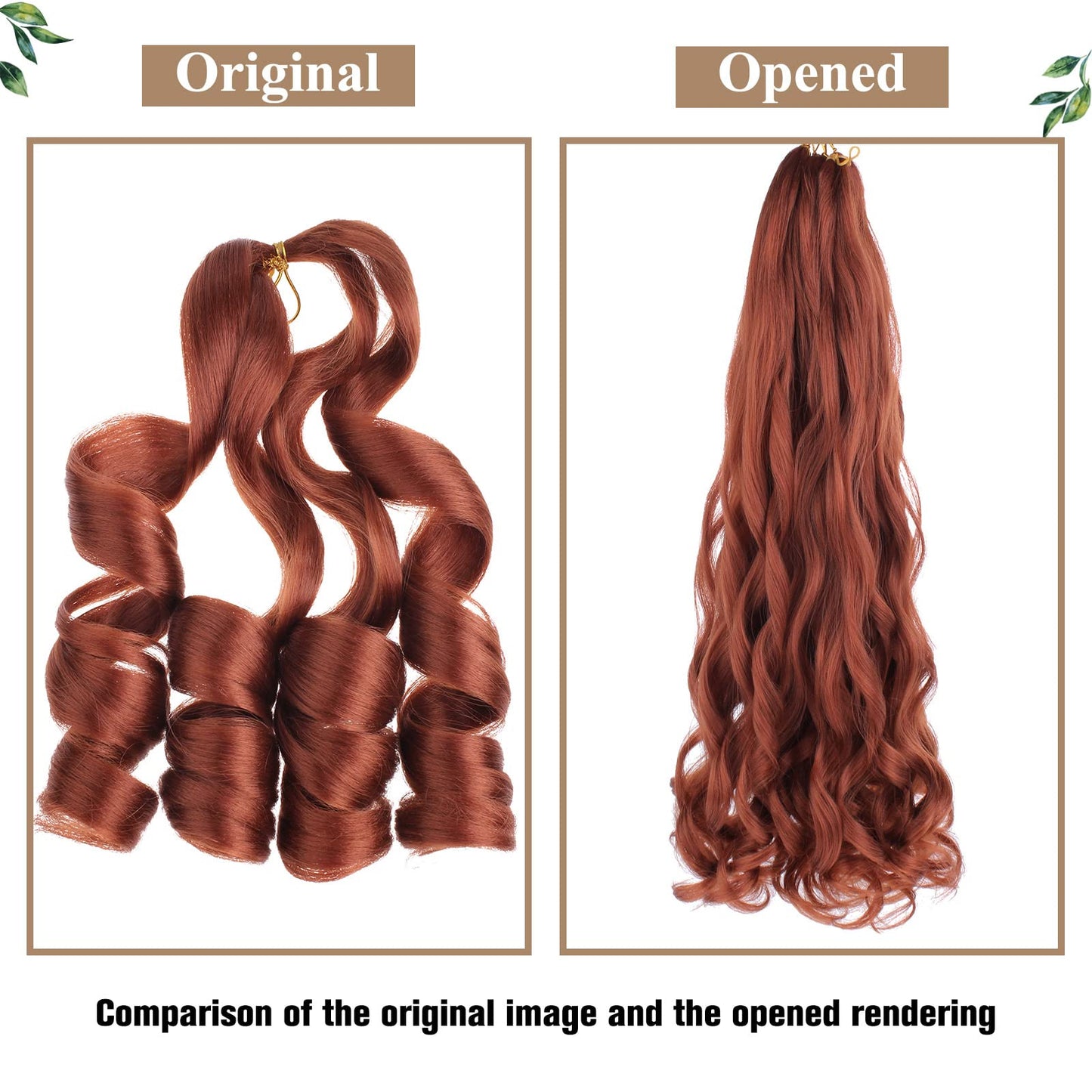 COOKOO 22 Inch Ginger French Curly Braiding Hair 2 Pack Soft Bouncy Braids Hair 75g/pack Natural Curly Braiding Hair French Curls Synthetic Hair Extention for Goddess Box Braids Crochet Hair 350#