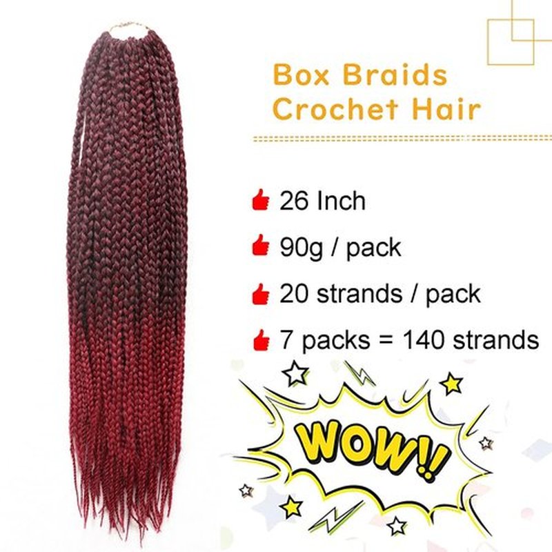 7 Packs Goddess Box Braids Crochet Hair 26 Inch Prelooped Crochet Box Braids Crochet Hair for Black Women Braiding Hair (26 Inch 7 Packs, 1B/Bug)