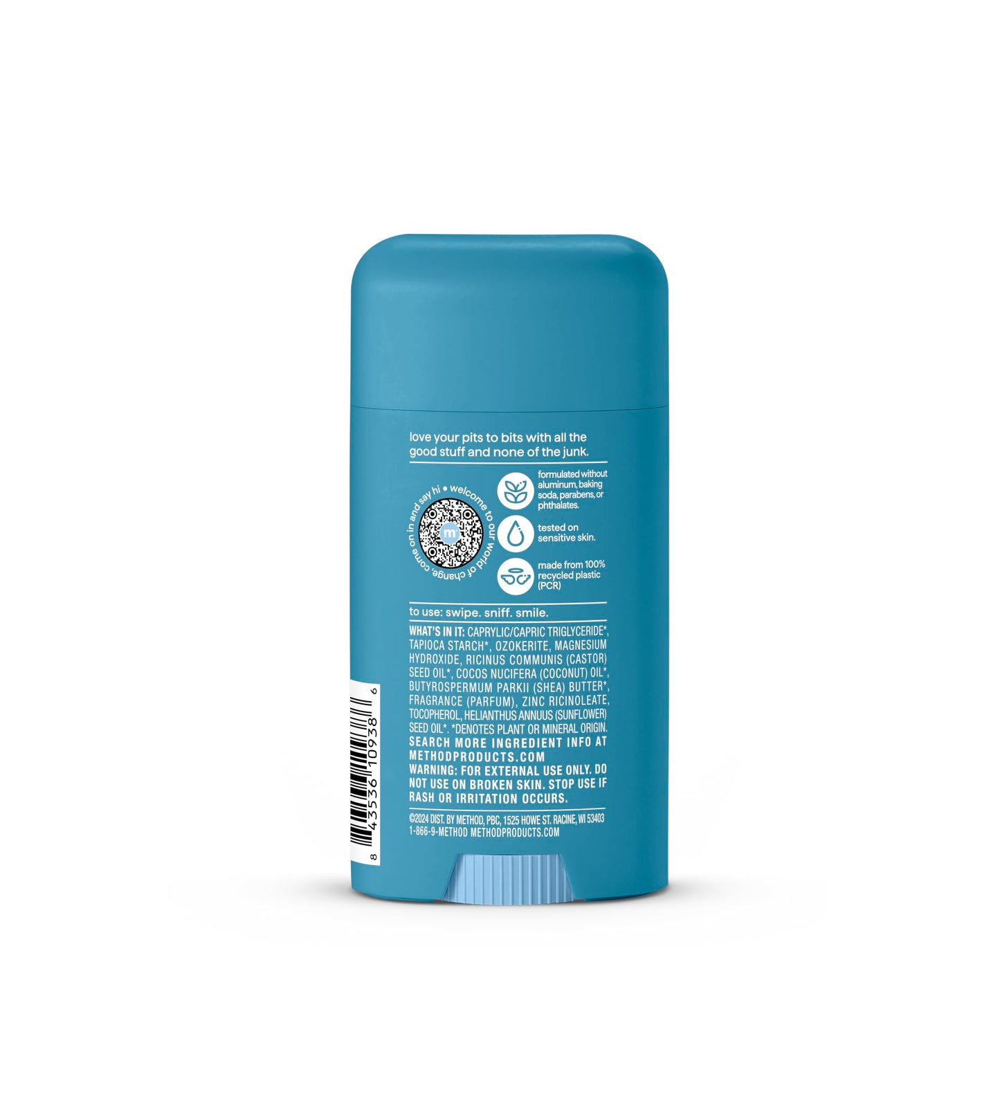 Method Men's Deodorant Stick, Glacier + Granite - 24-Hour Odor Protection, Aluminum & Baking Soda Free, for Sensitive Skin, Leaves No Residue, 2.65 oz