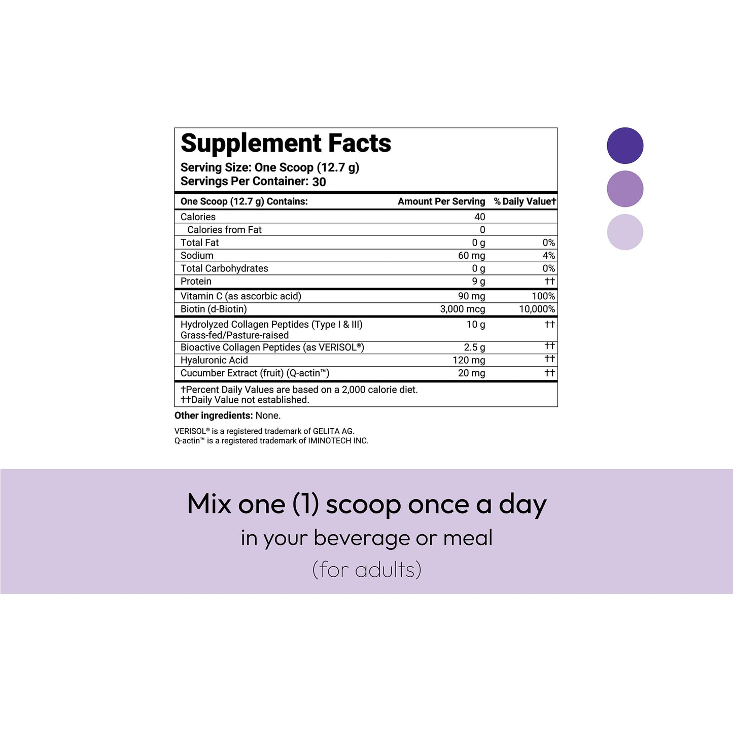 VERISOL® Hydrolyzed Collagen Peptides Type I & III with Vitamin C, Hyaluronic Acid, Biotin, Q-ACTIN® | Unflavored Powder for Smooth Skin, Thick Hair, Strong Nails & Joint Health | 30 Servings