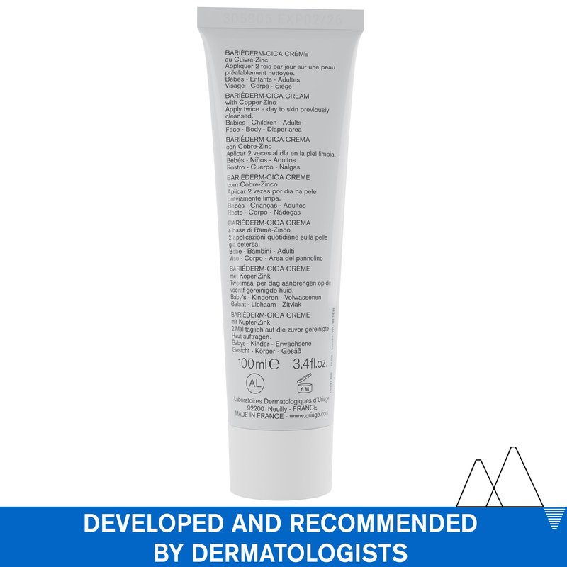 Uriage Bariéderm-CICA Multi-Purpose Restoring Cream with Copper-Zinc & D-Panthenol, Enhances Skin Repair, For All Ages & Skin Types, Fragrance-Free
