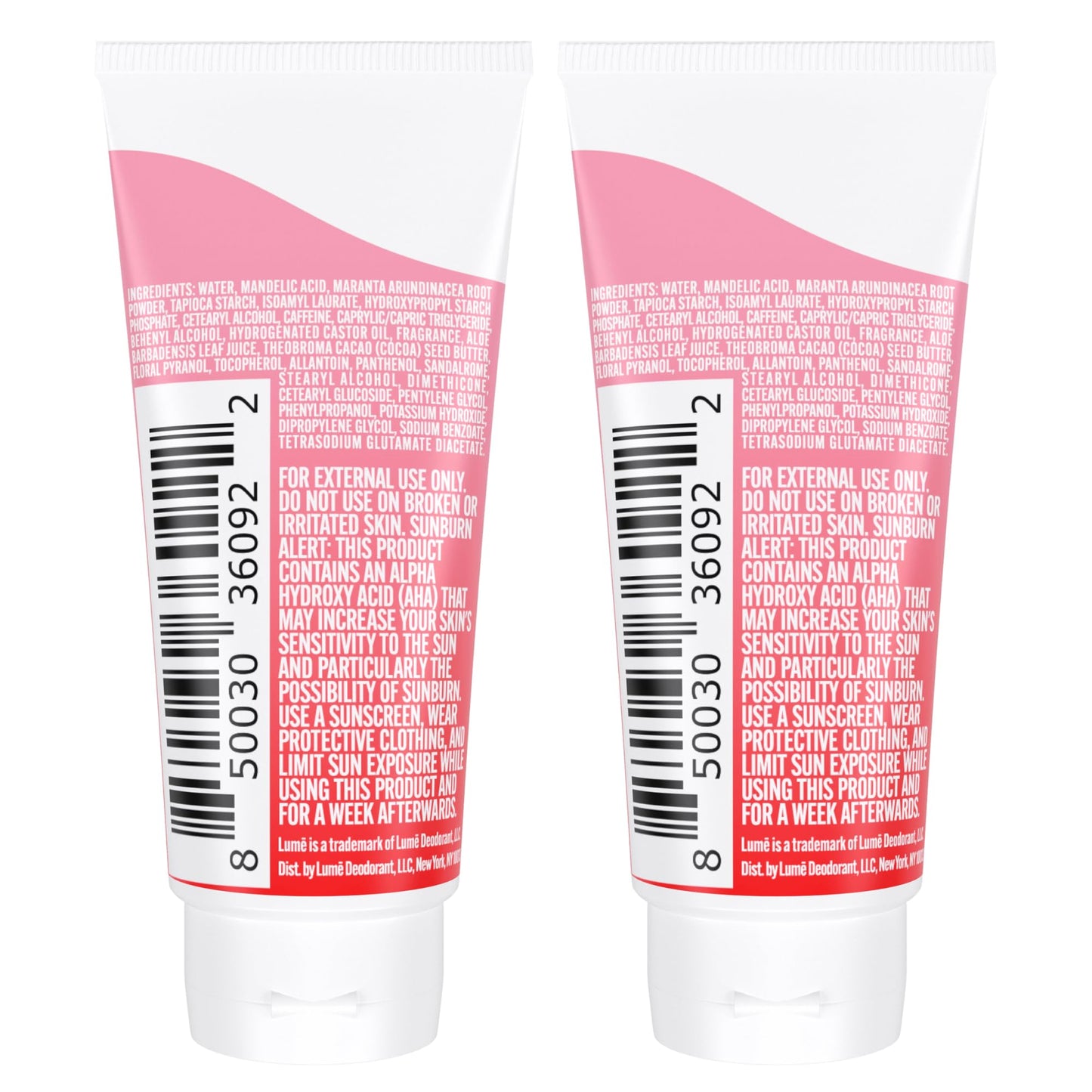 Lume Whole Body Deodorant - Mini Travel Size Invisible Cream Tube - Trial Size -72 Hour Odor Control - Doctor Developed - Aluminum Free, Baking Soda Free - .5oz (Pack of 2) (Peony Rose)