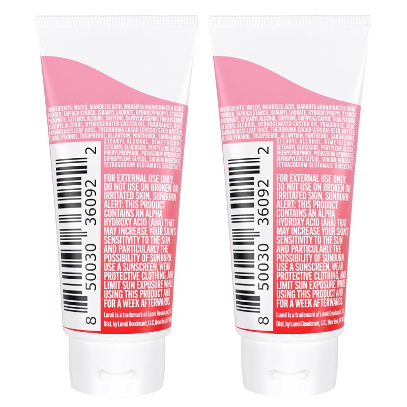 Lume Whole Body Deodorant - Mini Travel Size Invisible Cream Tube - Trial Size -72 Hour Odor Control - Doctor Developed - Aluminum Free, Baking Soda Free - .5oz (Pack of 2) (Peony Rose)