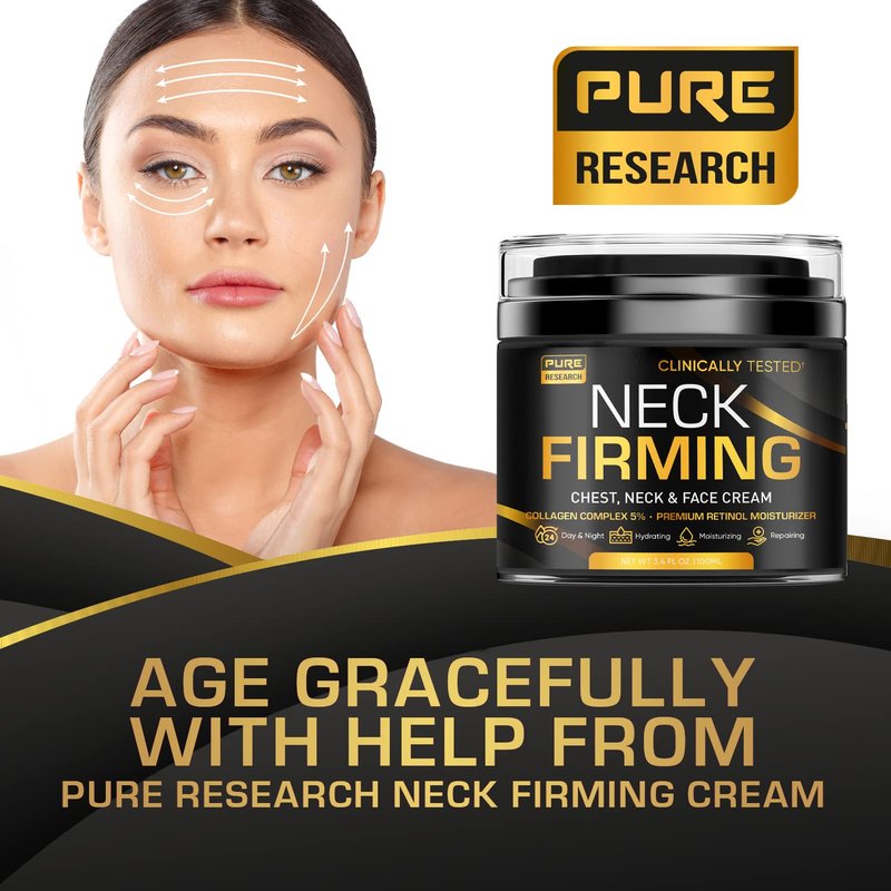 Neck Firming Cream - Anti Wrinkle Cream - Saggy Neck Tightener & Double Chin Reducer Cream - Collagen & Retinol Skin Tightening Cream - Anti Aging Moisturizer for Neck & Décolleté 3.4oz