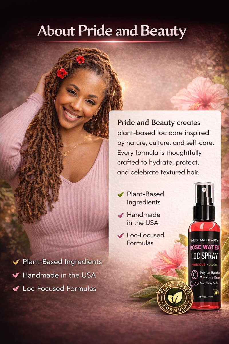 Pride and Beauty Rose Water Loc Spray β Daily Hydration, Itch Relief & Moisture for Locs, Braids & Natural Hair | Plant-Based Formula