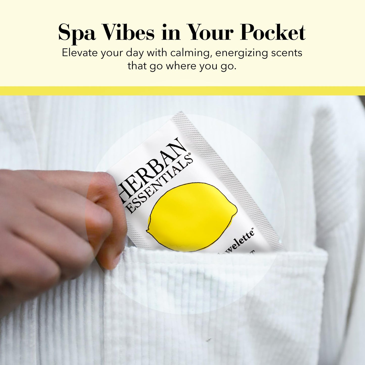 Herban Essentials - Lemon Wipes & Towelettes - Essential Oil Wipes for Make Up, Hands, Face & Body - Travel Size Essentials & Toiletries - Natural, Individually Wrapped, Disposable & Moist (20 count)
