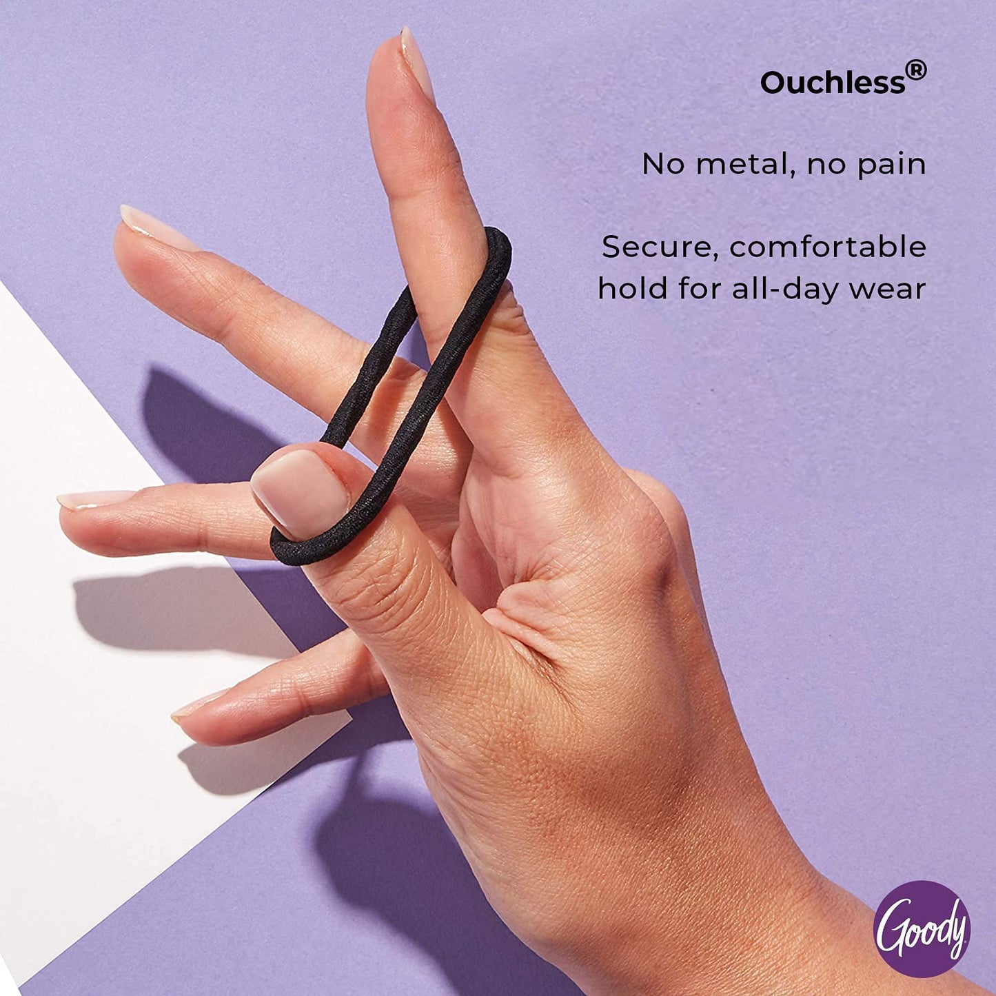 Goody Ouchless Womens 27 Count 4MM Black Hair Ties & 10 Count XL Extra Thick Black Elastics Hair Accessories