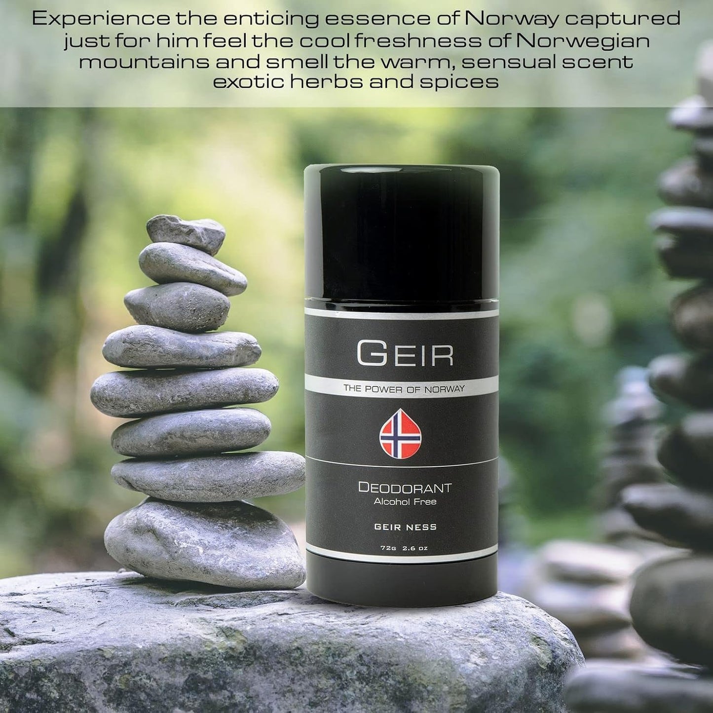 Geir Ness Men Deodorant - Alcohol and Aluminum Free Deodorant - Odor Protection for Sensitive Skin - Light and Long Lasting Cool and Clean Scent