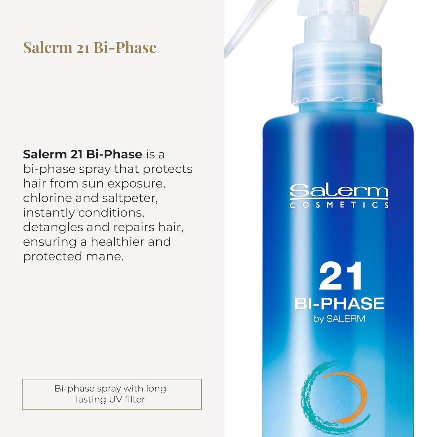 Biphase Leave-In Conditioner 190ml - Salerm 21 | Anti-Frizz, Detangler & UV Protection