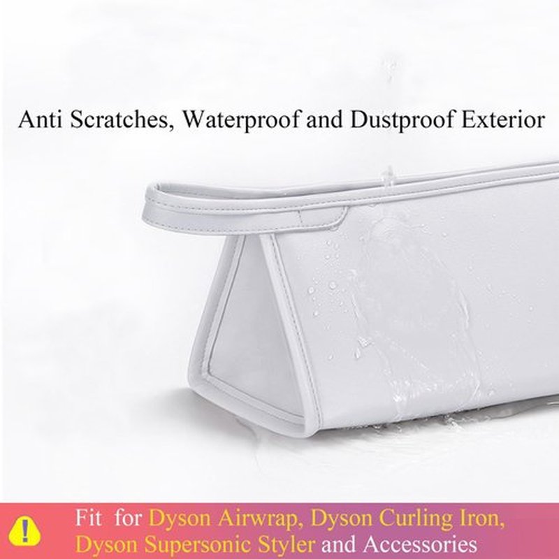 BAGCRAZY Leather Travel Case Travel Case Compatible with Dyson Airwrap Styler, Portable Waterproof Dyson Airwrap Travel Case, Airwrap Organizer Bag for Shark FlexStyle Attachments Storage, White