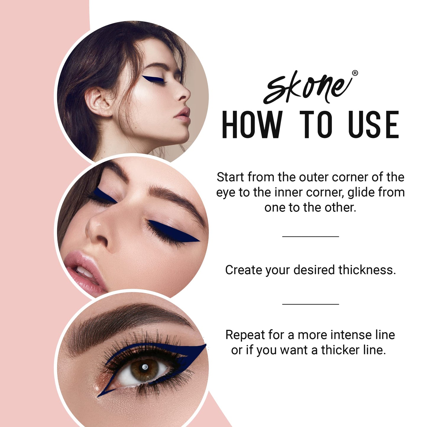 Skone Cosmetics Insanely Intense Tattooed Eyeliner Pen - Waterproof Liquid Eyeliner, Long Lasting, Sweat Proof, Smudge Proof Felt Tip Liquid Eyeliner - Pigmented Eye Liner Makeup - Navy (0.07oz)