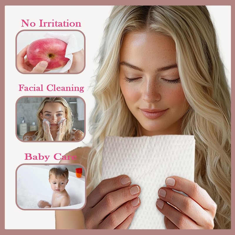 SoftLeaf Disposable Face Towel 7.87"×7.87", Lint-Free Cotton Fibre Face Towelettes, Ultra Soft Makeup Remover Dry Wipes, Facial Towels for Sensitive Skin, 240 Count (Pack of 4)