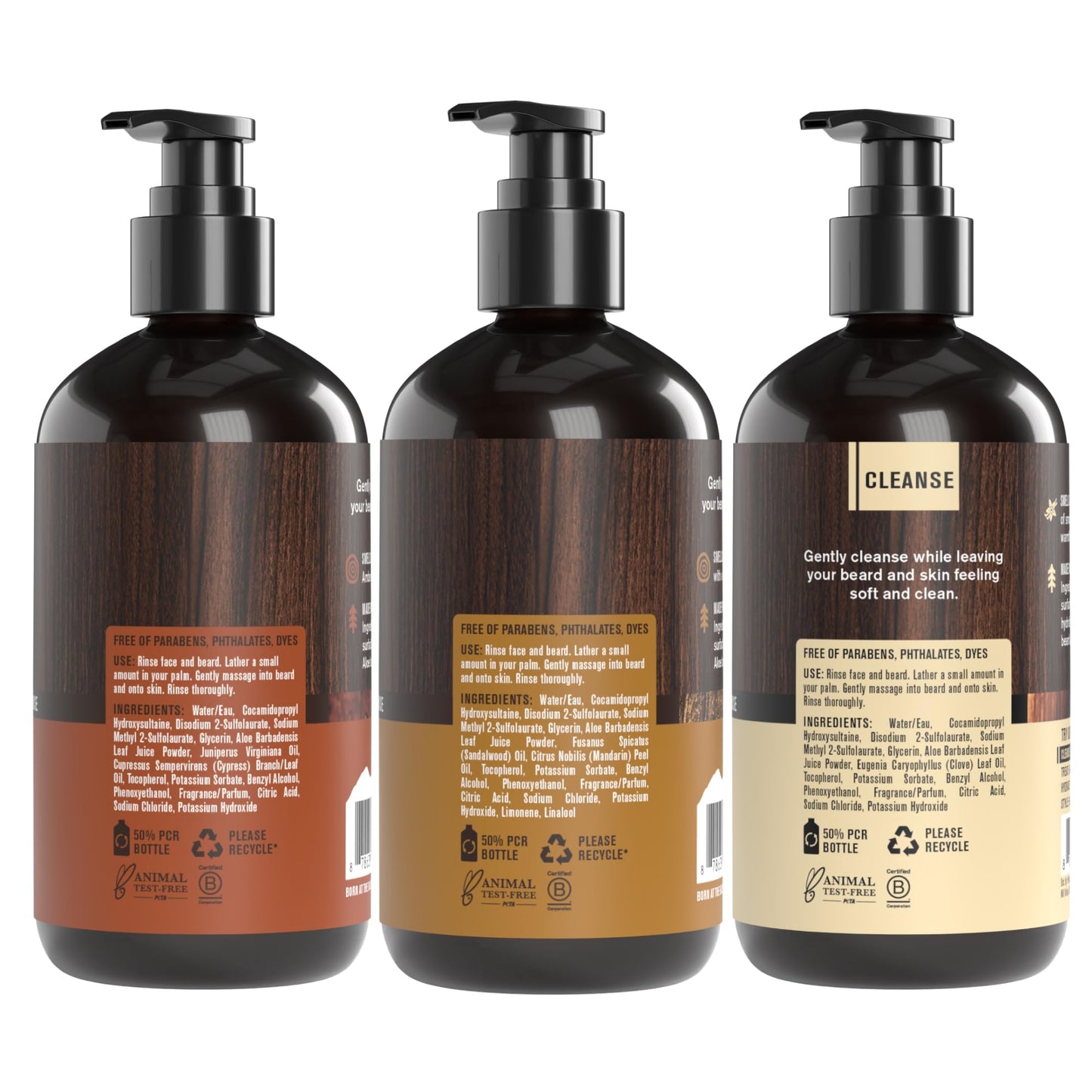 Every Man Jack Beard + Face Wash for Men, Full Size Variety 3-Pack