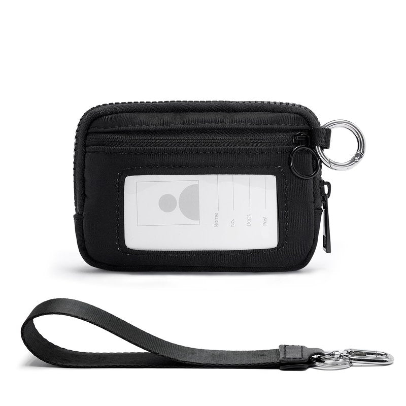 YDF The Iris Wallet for Women Mini Zip Card Case with Clear ID Window Zipper Coin Purse Lightweight Portable Keychain Wallet