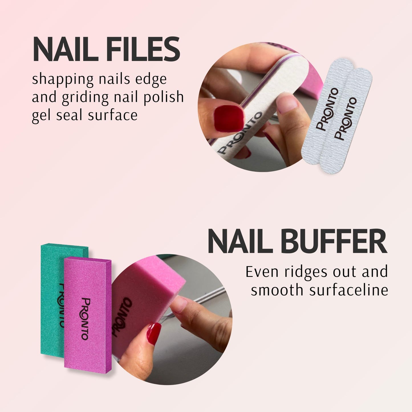 Pronto Gel Nail Polish Remover Kit – 8 Oz Pure Acetone 100 Percent, Nail File, Nail Polish Soak Off Bowl, Cuticle Oil for Nail Care + Manicure Set with Nail Buffer Block, Cuticle Pusher & Nail scraper