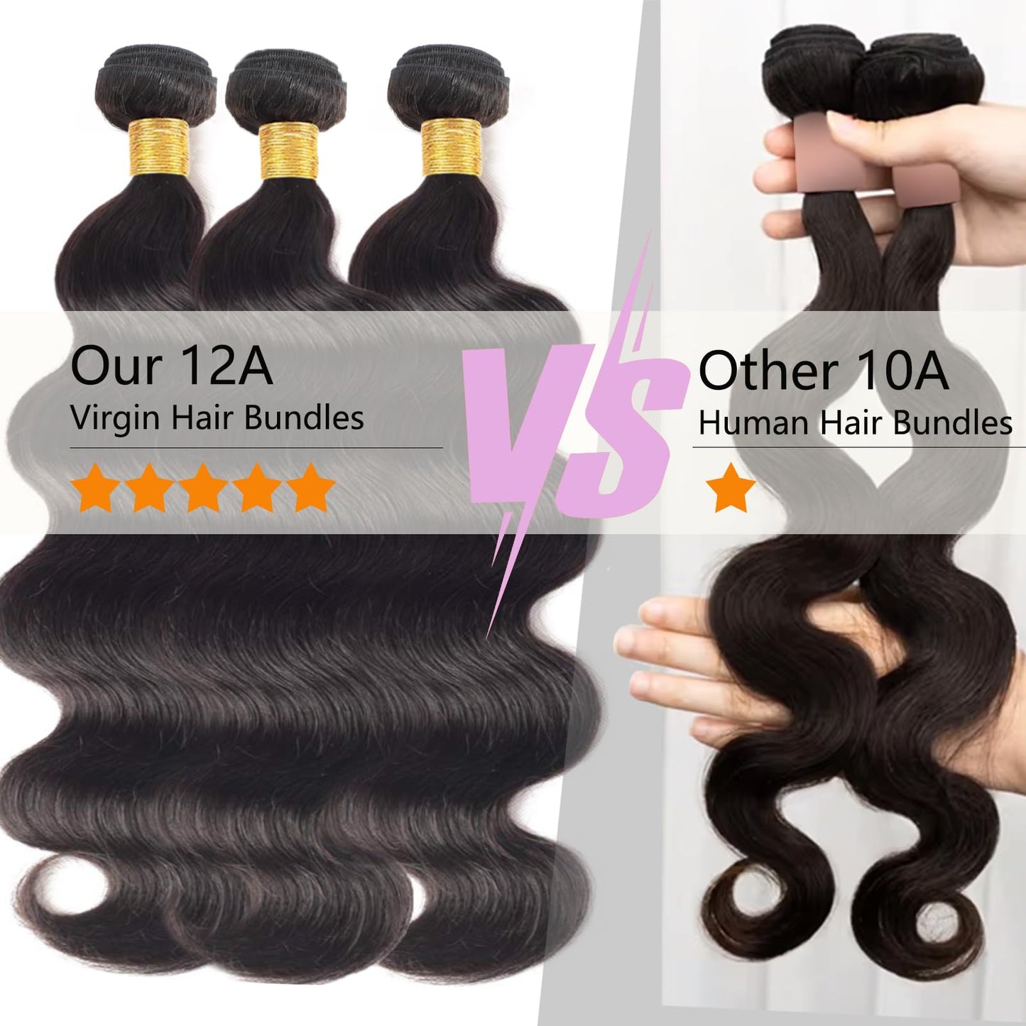 Human Hair Bundles with Closure - Body Wave Bundles with Closure Human Hair 3 Bundles with Closure 24 26 28+20, 100% Unprocessed 12A Brazilian Virgin Hair Bundles with 4x4 Lace Closure Free Part
