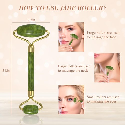 YLTNEUQER Jade Roller Gua Sha Set - Facial Skin Care Set, Facial Beauty Tools, Natural Beauty Skin Care Tools, Face Roller Massager for Face, Neck, and Eye Treatment,Gua Sha Facial Massager (Green)