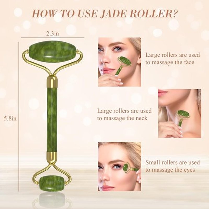 YLTNEUQER Jade Roller Gua Sha Set - Facial Skin Care Set, Facial Beauty Tools, Natural Beauty Skin Care Tools, Face Roller Massager for Face, Neck, and Eye Treatment,Gua Sha Facial Massager (Green)