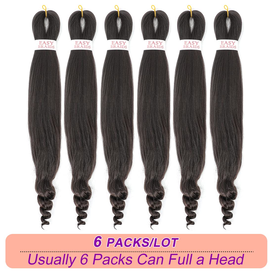 6 Pack Braiding Hair Pre Stretched French Curly Braiding Hair Crochet Braids Easy Braid Crochet Hair Goddess Curl Braid Soft Yaki Straight Hair For Braiding (22inch(pack of 6), #4)