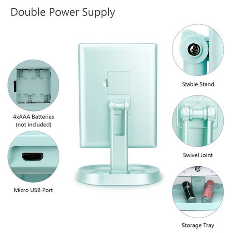 deweisn Trifold Lighted Vanity Makeup Mirror with 21 LED Lights,1x/2x/3x Magnification Touch Screen Dimming,Two Power Supplies Makeup Mirror, Gift for Women