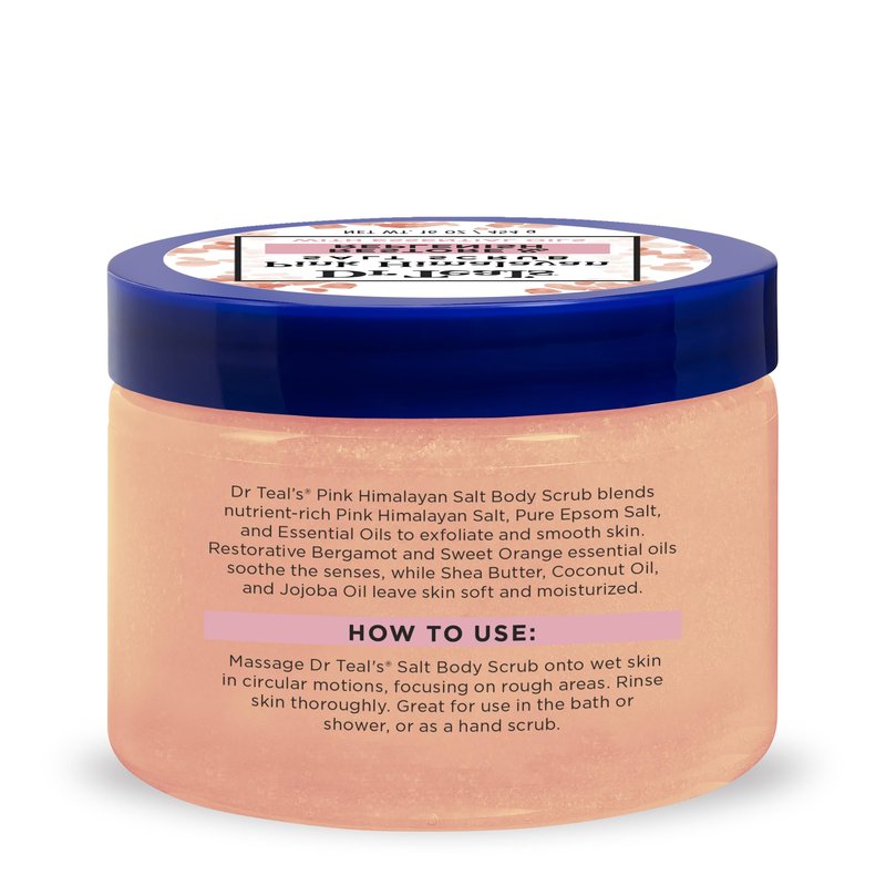 Dr Teal's Pink Himalayan Salt Body Scrub, Restore & Replenish with Pure Epsom Salt & Essential Oils, 16 oz (Pack of 3)