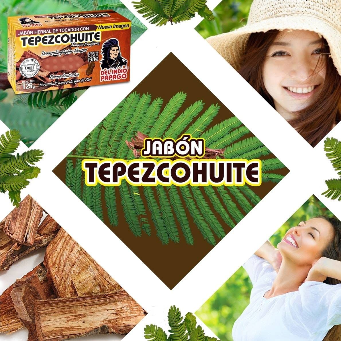 Del Indio Papago Neutral Soap with Tepezcohuite 125g 5 Pack - Regenerative and Antioxidant Properties - All Skin Types