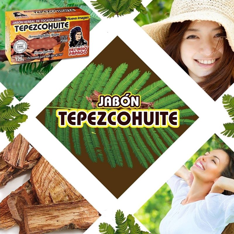 Del Indio Papago Neutral Soap with Tepezcohuite 125g 5 Pack - Regenerative and Antioxidant Properties - All Skin Types