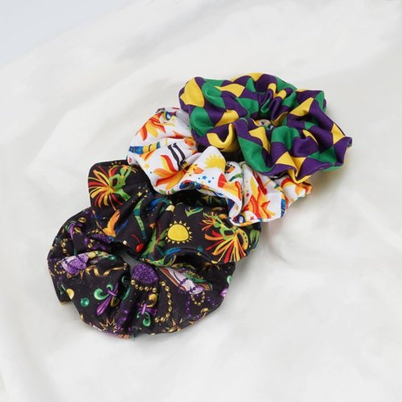 Jocbean Mardi Gras Hair Scrunchies Ponytail Holders for Women Carnival Party Hair Accessories