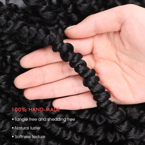 WIGNEE 9 Packs 108 Strands Passion Twist Hair 10 inches Pre Looped Passion Twist Crochet Hair for Black Women Natural Black Locs Crochet Hair (1B)