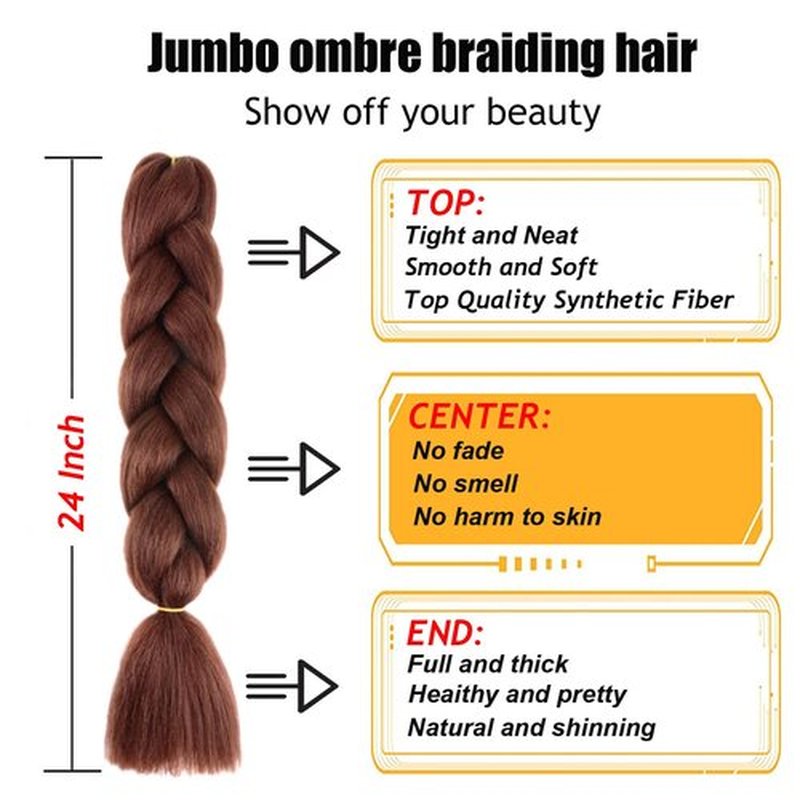 TENGSHUO FLY Red Brown(33#) Braiding Hair 6 Packs Synthetic Braid Hair Extensions Jumbo Ombre Braiding Hair 24 Inch or Box Braids Twist Crochet Braids(24"6Pack,Red Brown(33#)